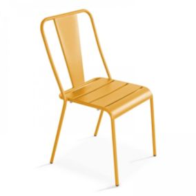 Chaise de jardin bistrot en métal jaune  Oviala