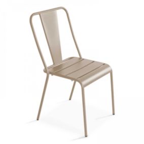 Chaise de jardin bistrot en métal taupe  Oviala