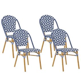 Chaise de jardin boho en polyrotin bleu RIFREDDO