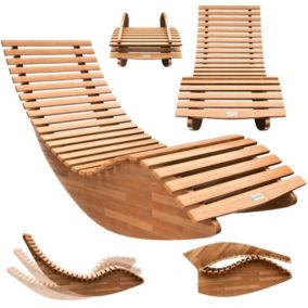 Chaise de Jardin Bois Acacia - Chaise Longue Bascule Pliable - Transat Ergonomique - Jardin Sauna Extérieur