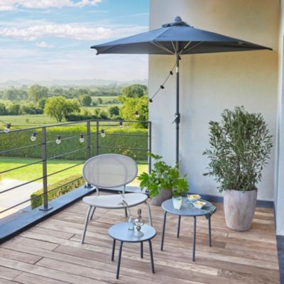 Chaise de jardin empilable acier et textilène gris clair GoodHome Matola