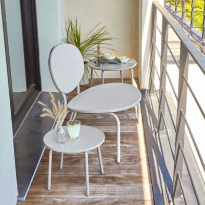 Chaise de jardin empilable acier et textilène gris clair GoodHome Matola