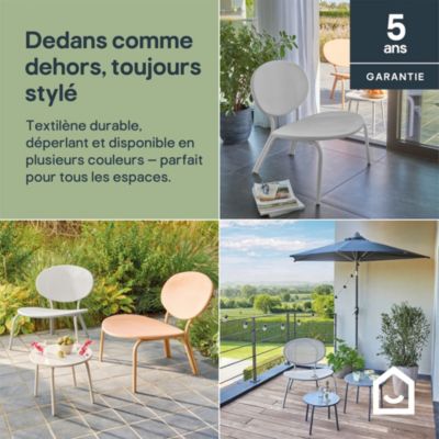 Chaise de jardin empilable acier et textilène gris clair GoodHome Matola