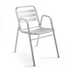 Chaise de jardin empilable en aluminium gris clair