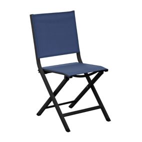 Chaise de jardin en aluminium Proloisirs Thema graphite et bleu