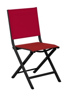 Chaise de jardin en aluminium Proloisirs Thema graphite et rouge