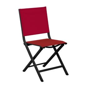 Chaise de jardin en aluminium Proloisirs Thema graphite et rouge