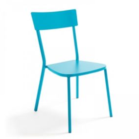 Chaise de jardin en métal bistrot bleu  Oviala