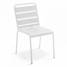 Chaise de jardin en métal blanc Palavas  Oviala