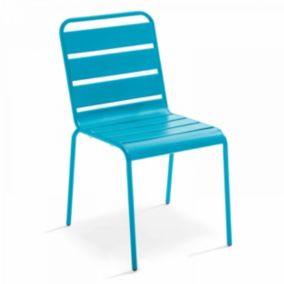 Chaise de jardin en métal bleu Palavas  Oviala