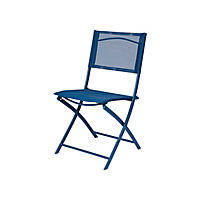 Chaise de jardin en métal et toile GoodHome Saba bleu
