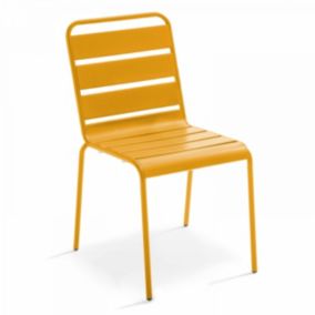 Chaise de jardin en métal jaune Palavas  Oviala