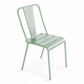 Chaise de jardin en métal vert sauge  Oviala