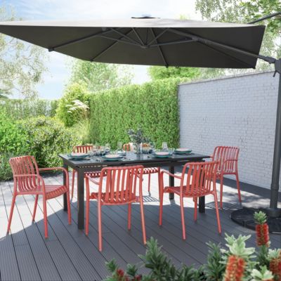 Chaise de jardin en plastique rouge cinabre GoodHome Timbo