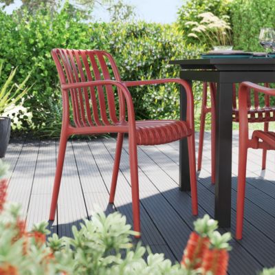 Chaise de jardin en plastique rouge cinabre GoodHome Timbo