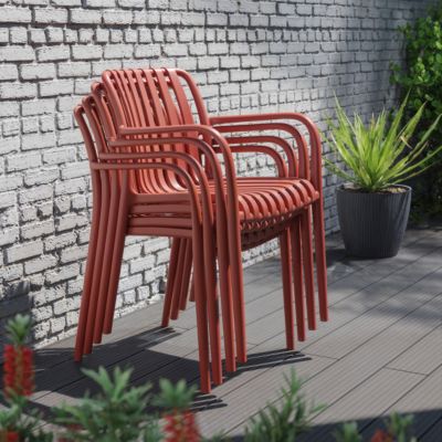 Chaise de jardin en plastique rouge cinabre GoodHome Timbo