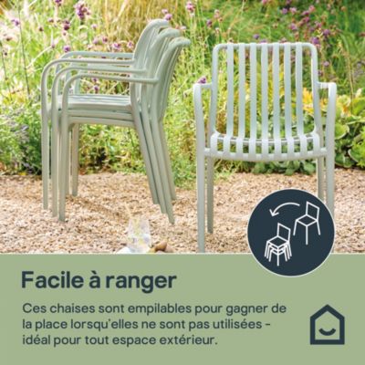 Chaise de jardin en plastique vert d'eau GoodHome Timbo