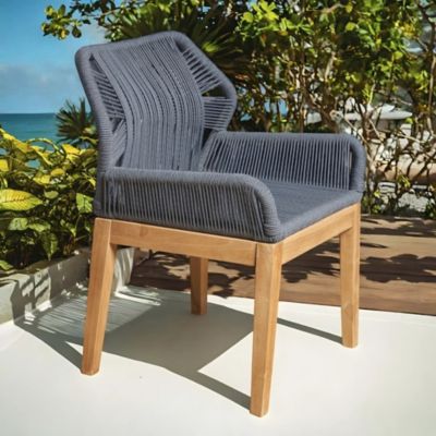 Chaise de jardin en teck et corde dark grey Vera