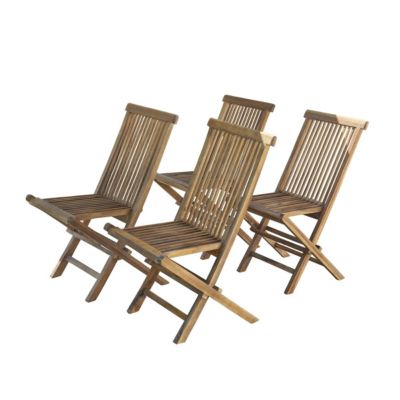 Chaise de jardin en teck huilé massif pliante (lot de 4)