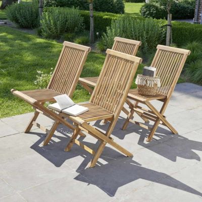 Chaise de jardin en teck huilé massif pliante (lot de 4)