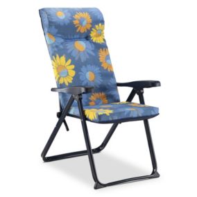 Chaise de Jardin Fauteuil Pliant Solenny 6 Positions Rembourrage 5 cm 76x62x114 cm