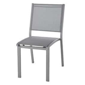 Chaise de jardin GoodHome Batz en aluminium et polyester - Coloris gris acier - Hauteur 86 cm