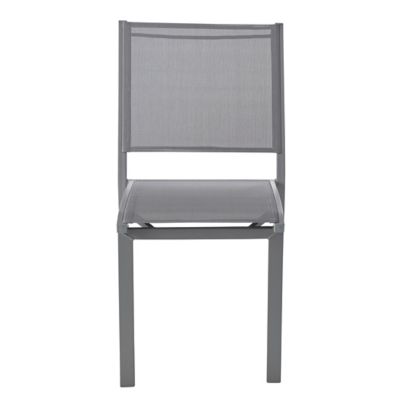 Chaise de jardin GoodHome Batz en aluminium et polyester - Coloris gris acier - Hauteur 86 cm