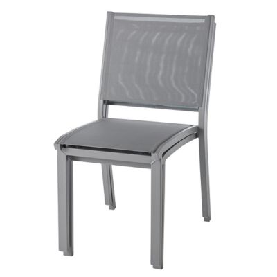 Chaise de jardin GoodHome Batz en aluminium et polyester - Coloris gris acier - Hauteur 86 cm