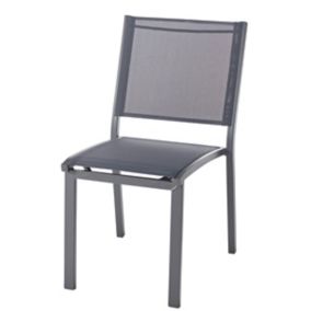 Chaise de jardin GoodHome Batz en aluminium et polyester - Coloris noir ébène - Hauteur 86 cm