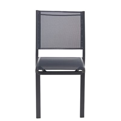 Chaise de jardin GoodHome Batz en aluminium et polyester - Coloris noir ébène - Hauteur 86 cm