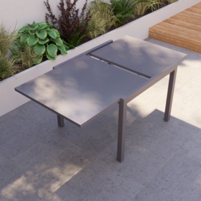 Chaise de jardin GoodHome Batz en aluminium et polyester - Coloris noir ébène - Hauteur 86 cm