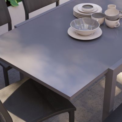 Chaise de jardin GoodHome Batz en aluminium et polyester - Coloris noir ébène - Hauteur 86 cm