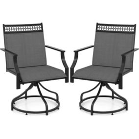 Chaise de Jardin Lot de 2 Chaises de Terrasse avec Revêtement en Tissu Accoudoirs Haut Dossier Chaises Extérieur en Métal