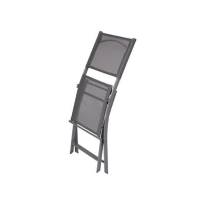 Chaise de jardin pliante Blooma Saba en acier - Coloris gris anthracite - Hauteur 85 cm