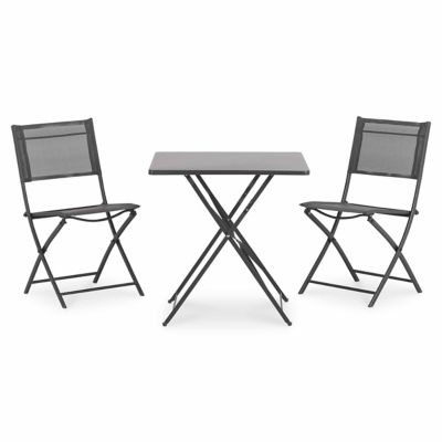 Chaise de jardin pliante Blooma Saba en acier - Coloris gris anthracite - Hauteur 85 cm