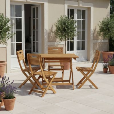 Chaise de jardin pliante Denia en bois d'acacia H.87 cm GoodHome