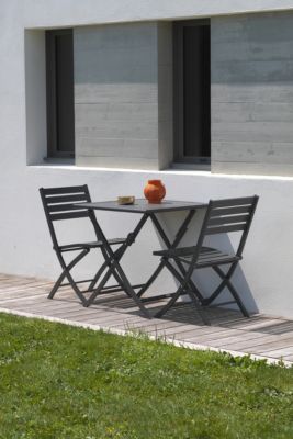 Chaise de jardin pliante en aluminium L 46 x l 41 x H 82 cm gris anthracite - CITY GARDEN