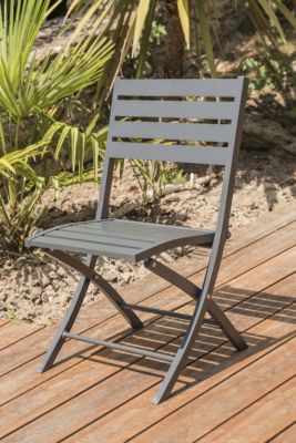 Chaise de jardin pliante en aluminium L 46 x l 41 x H 82 cm gris anthracite - CITY GARDEN