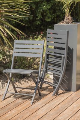 Chaise de jardin pliante en aluminium L 46 x l 41 x H 82 cm gris anthracite - CITY GARDEN