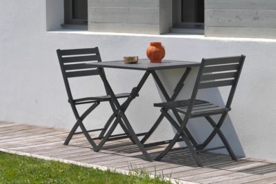 Chaise de jardin pliante en aluminium L 46 x l 41 x H 82 cm gris anthracite