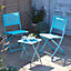 Chaise de jardin pliante GoodHome Saba en acier - Coloris bleu - Hauteur 84,5 cm