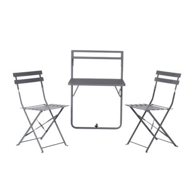 Chaise de jardin pliante GoodHome Saba en acier - Coloris gris acier - Hauteur 80 cm