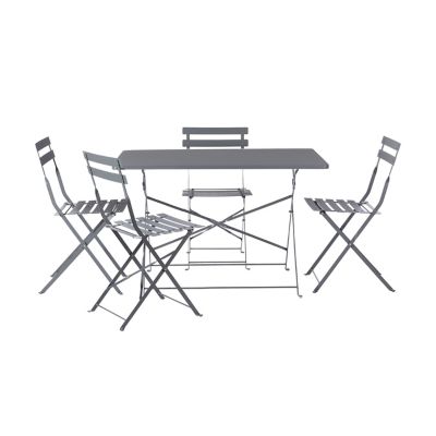 Chaise de jardin pliante GoodHome Saba en acier - Coloris gris acier - Hauteur 80 cm