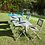 Chaise de jardin pliante GoodHome Saba en polyester et acier - Coloris bleu abysse - Hauteur 84,5 cm
