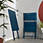 Chaise de jardin pliante GoodHome Saba en polyester et acier - Coloris bleu abysse - Hauteur 84,5 cm