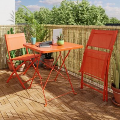 Chaise de jardin pliante GoodHome Saba en polyester et PVC - Coloris mango - Hauteur 84,5 cm