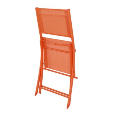 Chaise de jardin pliante GoodHome Saba en polyester et PVC - Coloris mango - Hauteur 84,5 cm