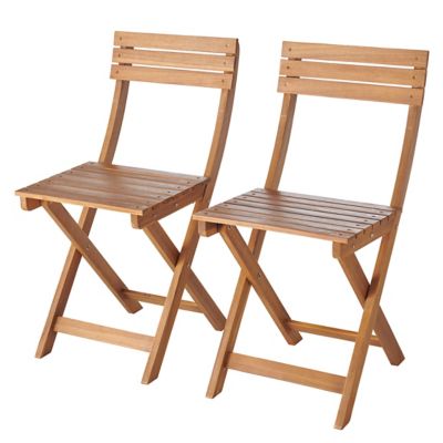 Chaise de jardin pliante GoodHome Virginia en bois d'acacia - Coloris acacia - Hauteur 79 cm (lot de 2)
