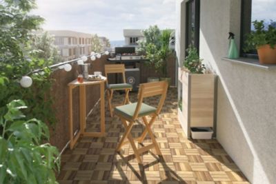 Chaise de jardin pliante GoodHome Virginia en bois d'acacia - Coloris acacia - Hauteur 79 cm (lot de 2)
