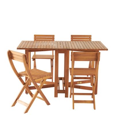 Chaise de jardin pliante GoodHome Virginia en bois d'acacia - Coloris acacia - Hauteur 79 cm (lot de 2)
